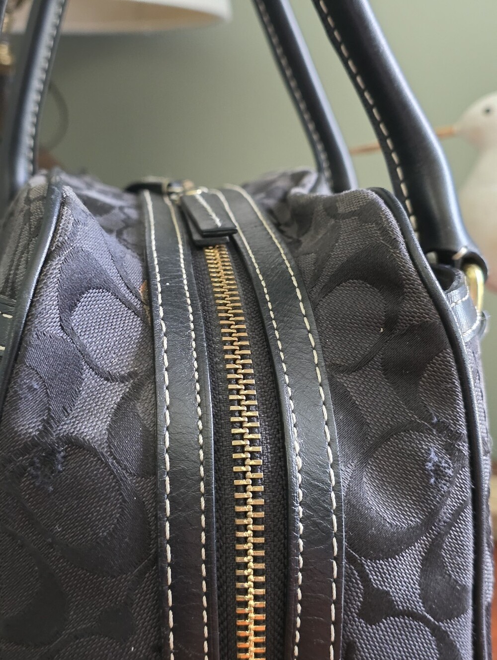 Coach 10532 Hamptons Signature Jacquard Satchel Black Leather Y2K - Picture 15 of 16